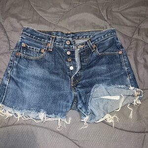 Levi's Blue Jean Shorts Distressed Frayed Hem